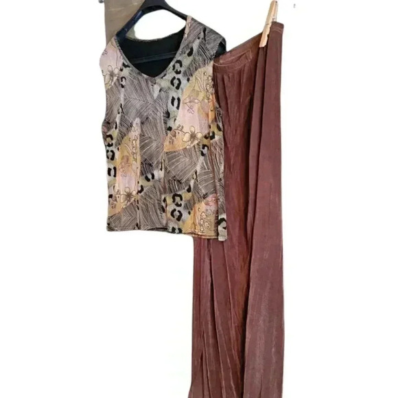 DIAMOND WEAR Floor Length Maxi Pencil Skirt & Sleeveless Top Brown Tones Med - Picture 12 of 13